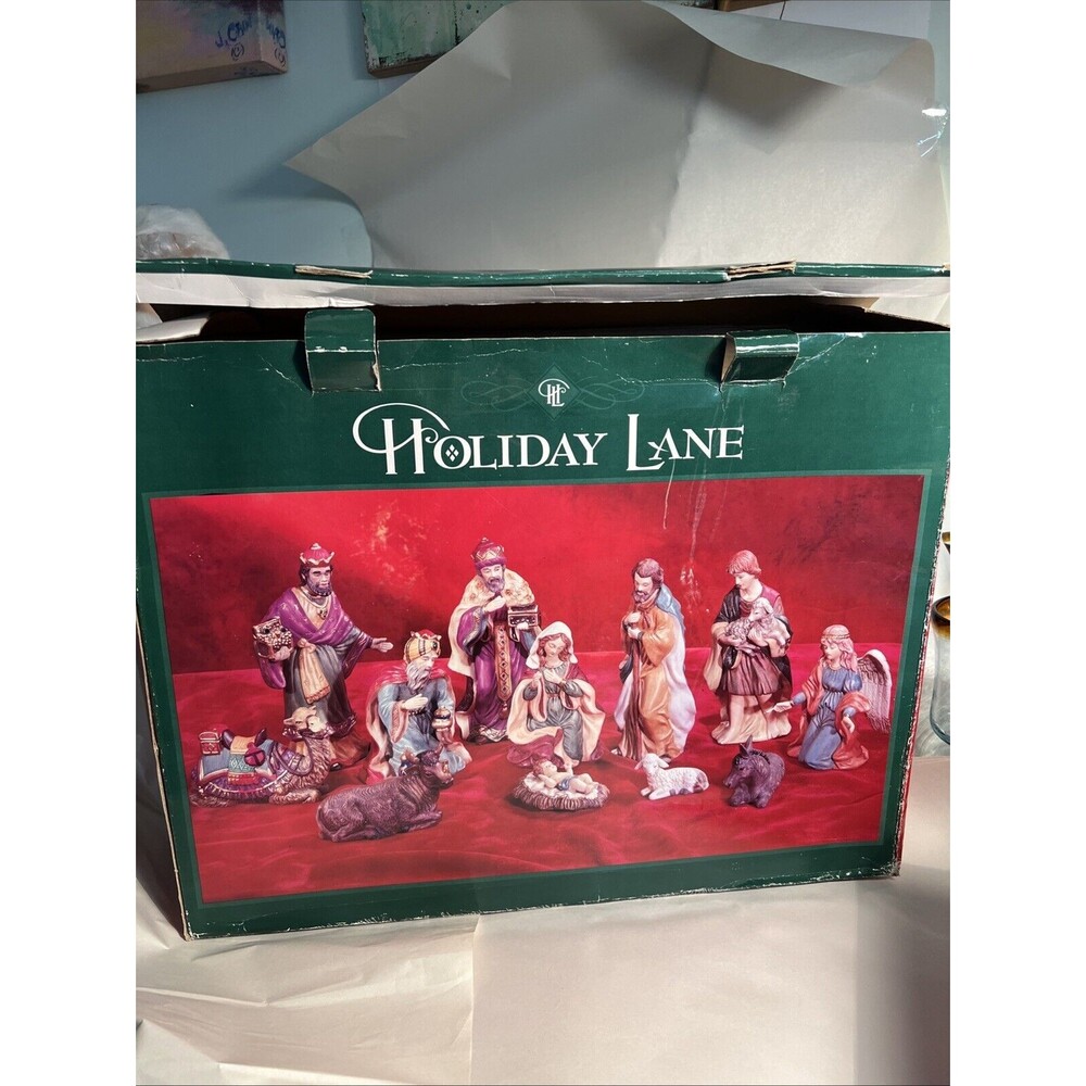 Christmas Nativity Vintage 1997 Holiday Lane 12pc Handpainted Porcelain Figures